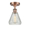 Conesus Semi-Flush Mount shown in the Antique Copper finish with a Clear Crackle shade