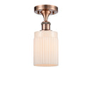 Hadley Semi-Flush Mount shown in the Antique Copper finish with a Matte White shade