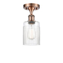 Hadley Semi-Flush Mount shown in the Antique Copper finish with a Clear shade