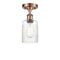 Hadley Semi-Flush Mount shown in the Antique Copper finish with a Clear shade