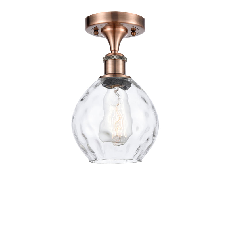 Waverly Semi-Flush Mount shown in the Antique Copper finish with a Clear shade