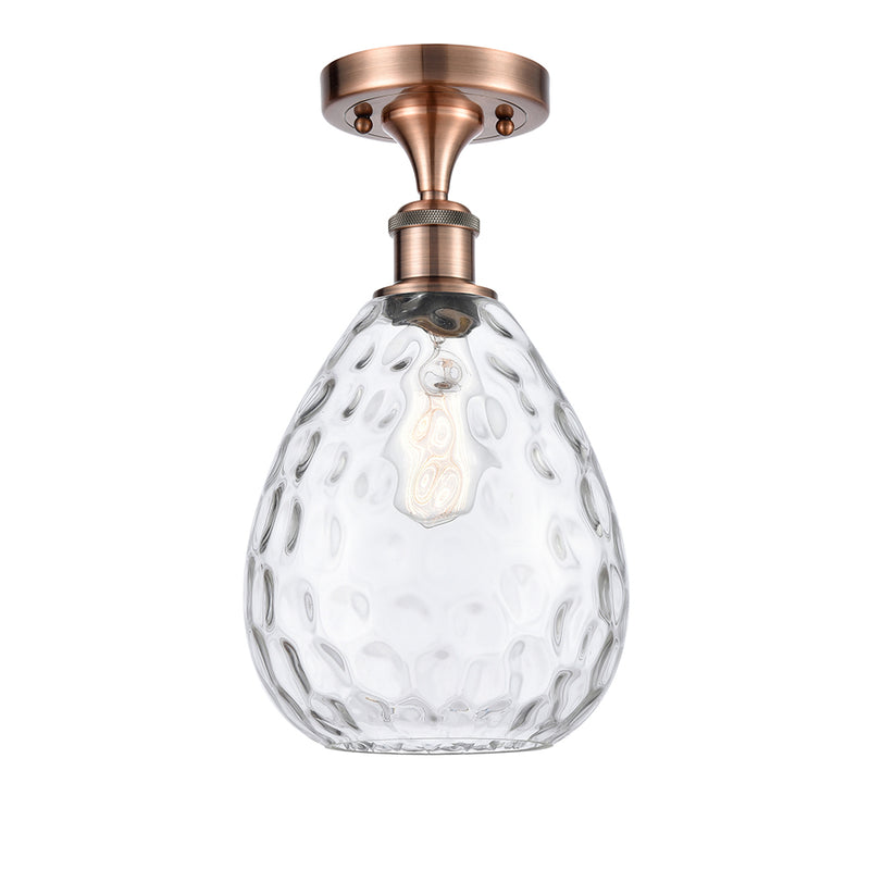 Waverly Semi-Flush Mount shown in the Antique Copper finish with a Clear shade