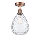 Waverly Semi-Flush Mount shown in the Antique Copper finish with a Clear shade