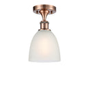 Castile Semi-Flush Mount shown in the Antique Copper finish with a White shade