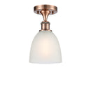 Castile Semi-Flush Mount shown in the Antique Copper finish with a White shade