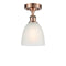 Castile Semi-Flush Mount shown in the Antique Copper finish with a White shade