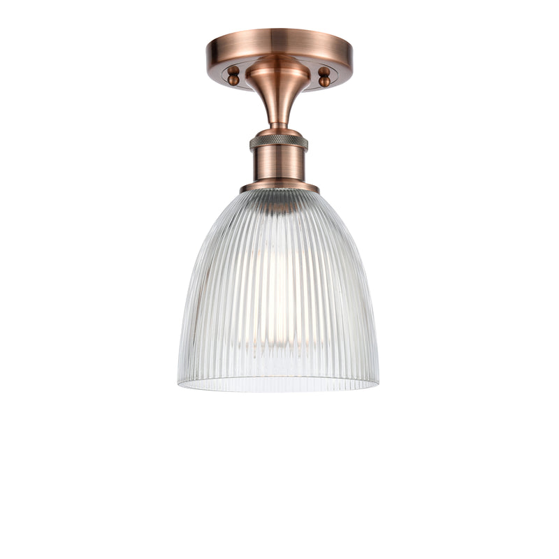 Castile Semi-Flush Mount shown in the Antique Copper finish with a Clear shade