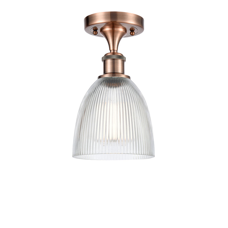 Castile Semi-Flush Mount shown in the Antique Copper finish with a Clear shade