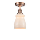 Ellery Semi-Flush Mount shown in the Antique Copper finish with a White shade