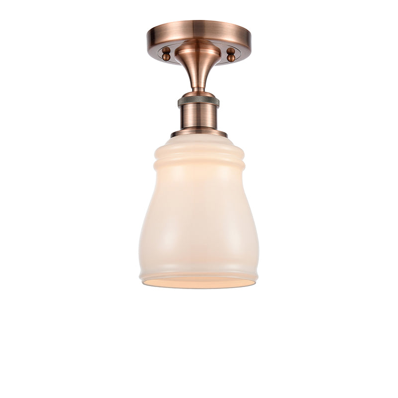 Ellery Semi-Flush Mount shown in the Antique Copper finish with a White shade