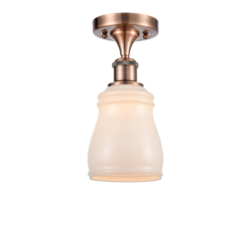 Ellery Semi-Flush Mount shown in the Antique Copper finish with a White shade