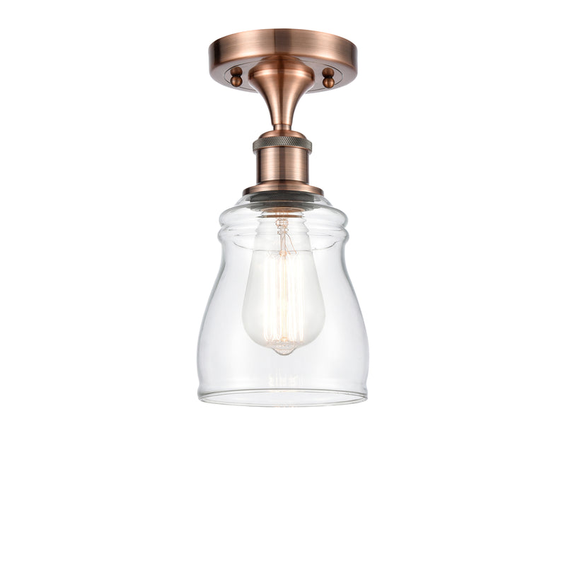 Ellery Semi-Flush Mount shown in the Antique Copper finish with a Clear shade