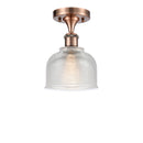 Dayton Semi-Flush Mount shown in the Antique Copper finish with a Clear shade