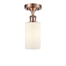 Clymer Semi-Flush Mount shown in the Antique Copper finish with a Matte White shade