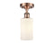 Clymer Semi-Flush Mount shown in the Antique Copper finish with a Matte White shade