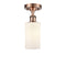 Clymer Semi-Flush Mount shown in the Antique Copper finish with a Matte White shade