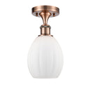 Eaton Semi-Flush Mount shown in the Antique Copper finish with a Matte White shade