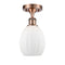 Eaton Semi-Flush Mount shown in the Antique Copper finish with a Matte White shade