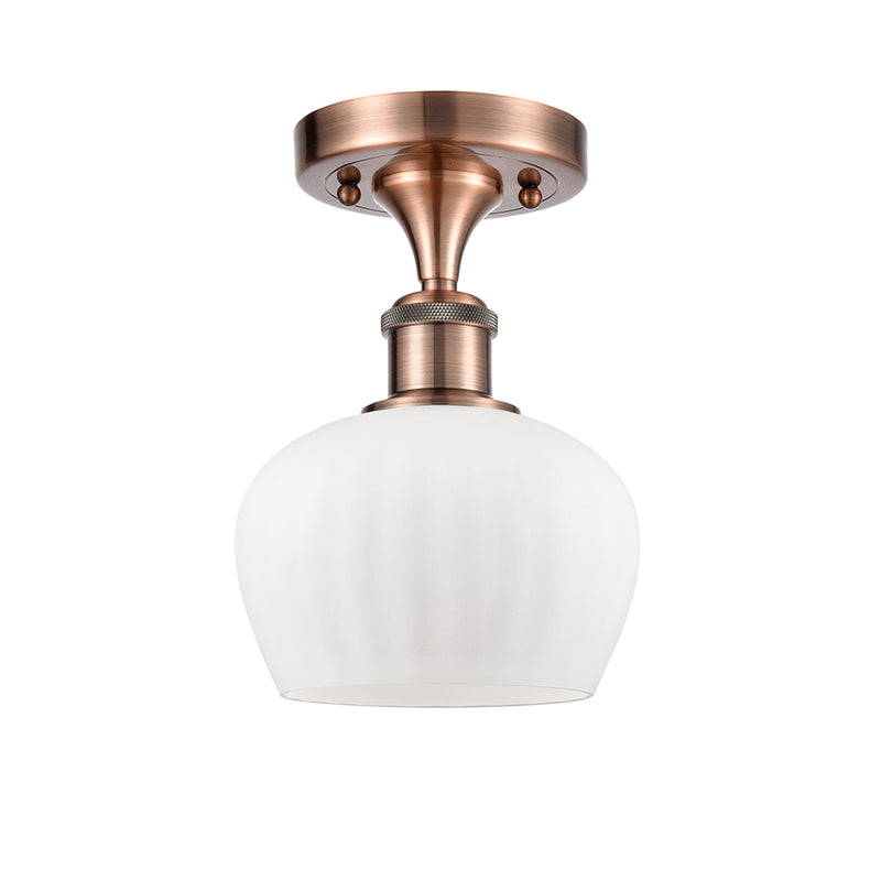 Fenton Semi-Flush Mount shown in the Antique Copper finish with a Matte White shade