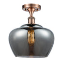 Fenton Semi-Flush Mount shown in the Antique Copper finish with a Plated Smoke shade