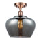 Fenton Semi-Flush Mount shown in the Antique Copper finish with a Plated Smoke shade