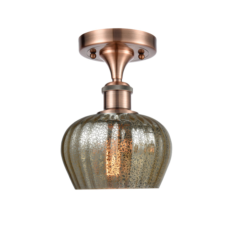 Fenton Semi-Flush Mount shown in the Antique Copper finish with a Mercury shade