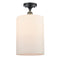 Cobbleskill Semi-Flush Mount shown in the Black Antique Brass finish with a Matte White shade