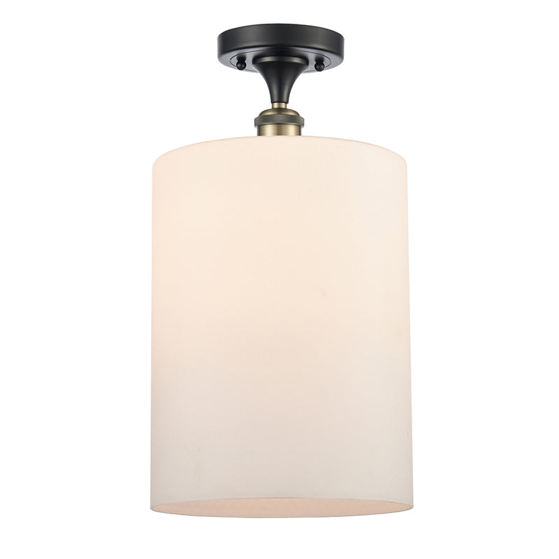 Cobbleskill Semi-Flush Mount shown in the Black Antique Brass finish with a Matte White shade