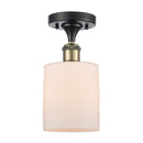 Cobbleskill Semi-Flush Mount shown in the Black Antique Brass finish with a Matte White shade