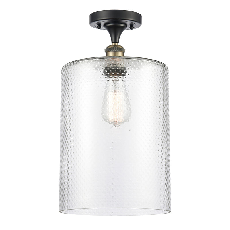 Cobbleskill Semi-Flush Mount shown in the Black Antique Brass finish with a Clear shade