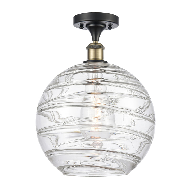 Deco Swirl Semi-Flush Mount shown in the Black Antique Brass finish with a Clear shade