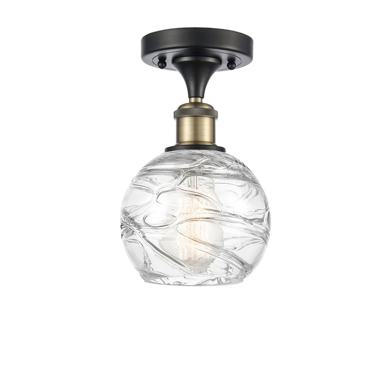 Deco Swirl Semi-Flush Mount shown in the Black Antique Brass finish with a Clear shade