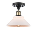 Orwell Semi-Flush Mount shown in the Black Antique Brass finish with a Matte White shade