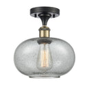 Gorham Semi-Flush Mount shown in the Black Antique Brass finish with a Charcoal shade
