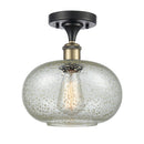 Gorham Semi-Flush Mount shown in the Black Antique Brass finish with a Mica shade