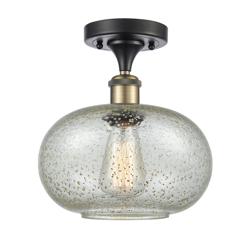Gorham Semi-Flush Mount shown in the Black Antique Brass finish with a Mica shade