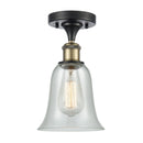 Hanover Semi-Flush Mount shown in the Black Antique Brass finish with a Fishnet shade