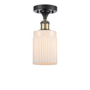 Hadley Semi-Flush Mount shown in the Black Antique Brass finish with a Matte White shade