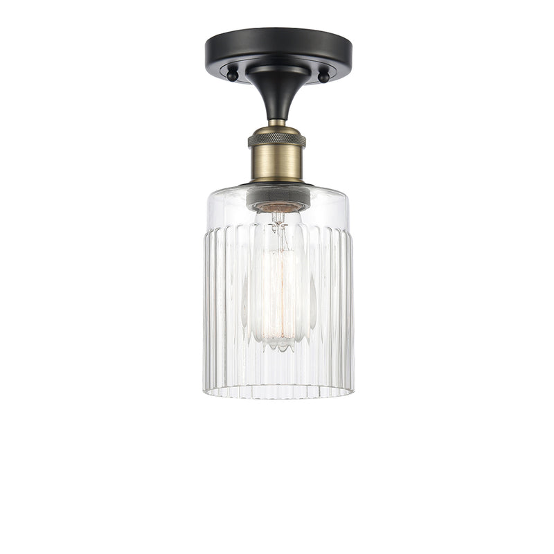 Hadley Semi-Flush Mount shown in the Black Antique Brass finish with a Clear shade
