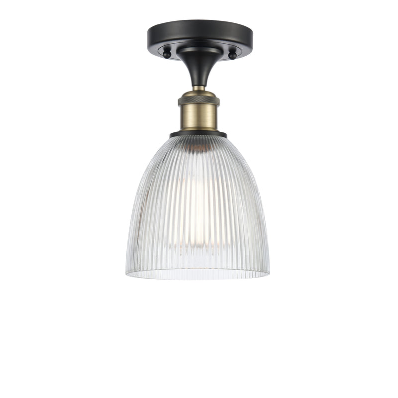 Castile Semi-Flush Mount shown in the Black Antique Brass finish with a Clear shade