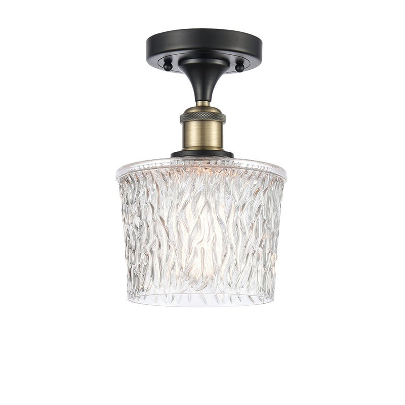 Niagra Semi-Flush Mount shown in the Black Antique Brass finish with a Clear shade