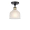 Dayton Semi-Flush Mount shown in the Black Antique Brass finish with a White shade