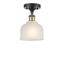 Dayton Semi-Flush Mount shown in the Black Antique Brass finish with a White shade