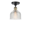 Dayton Semi-Flush Mount shown in the Black Antique Brass finish with a Clear shade