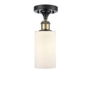 Clymer Semi-Flush Mount shown in the Black Antique Brass finish with a Matte White shade