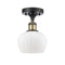 Fenton Semi-Flush Mount shown in the Black Antique Brass finish with a Matte White shade