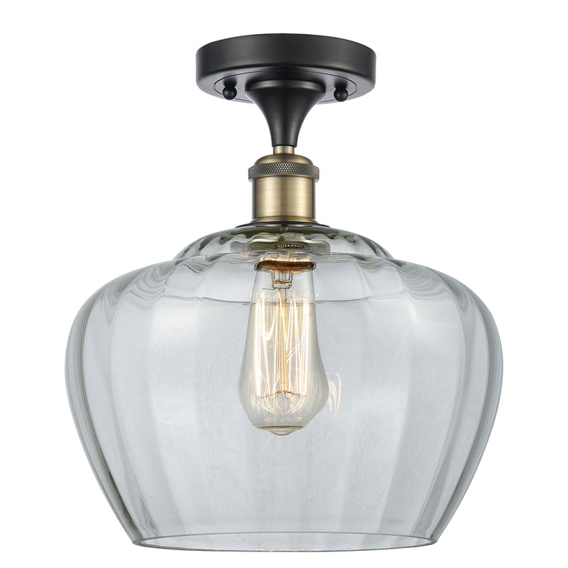 Fenton Semi-Flush Mount shown in the Black Antique Brass finish with a Clear shade