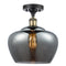 Fenton Semi-Flush Mount shown in the Black Antique Brass finish with a Plated Smoke shade