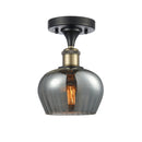 Fenton Semi-Flush Mount shown in the Black Antique Brass finish with a Plated Smoke shade