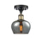 Fenton Semi-Flush Mount shown in the Black Antique Brass finish with a Plated Smoke shade